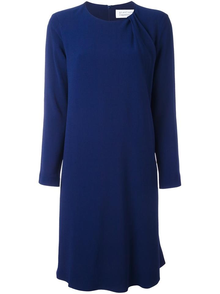 Gianluca Capannolo Gathered Detail Shift Dress, Women's, Size: 44, Blue, Acetate/viscose/nylon