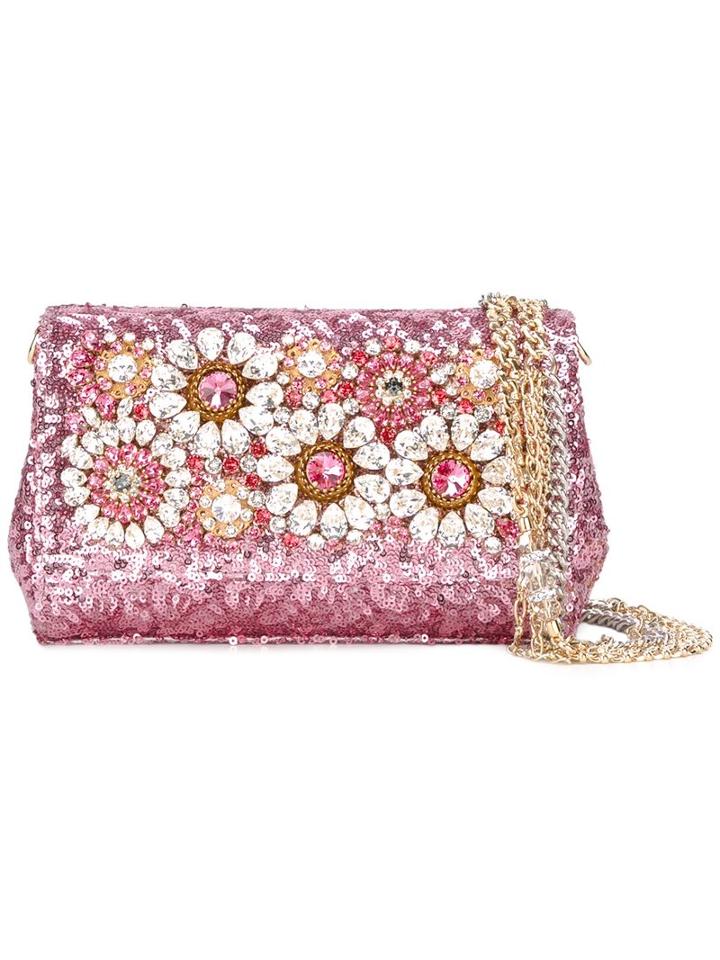 Dolce & Gabbana Anna Clutch, Women's, Pink/purple, Polyester/glass/metal/pvc