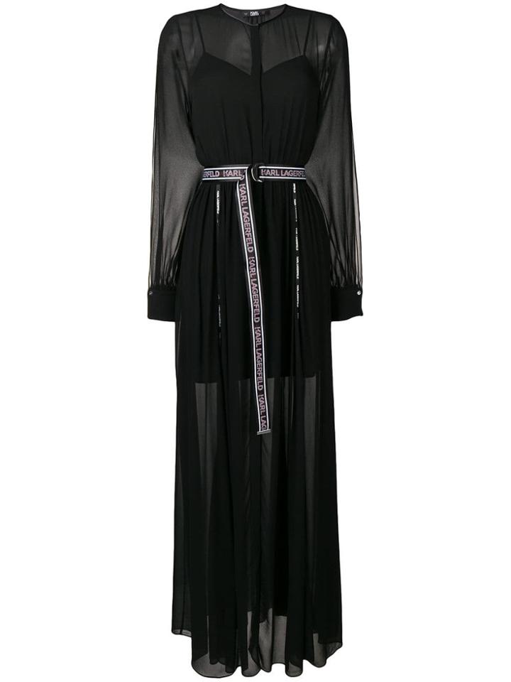 Karl Lagerfeld Pleated V-neck Evening Dress - Black