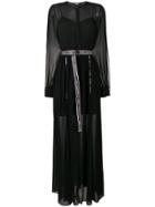 Karl Lagerfeld Pleated V-neck Evening Dress - Black