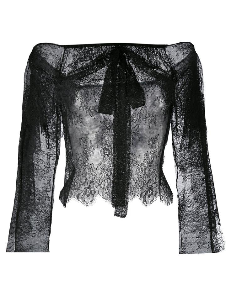 Philosophy Di Lorenzo Serafini Lace Off-shoulder Bow Blouse, Women's, Size: 38, Black, Polyamide