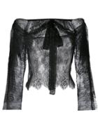 Philosophy Di Lorenzo Serafini Lace Off-shoulder Bow Blouse, Women's, Size: 38, Black, Polyamide