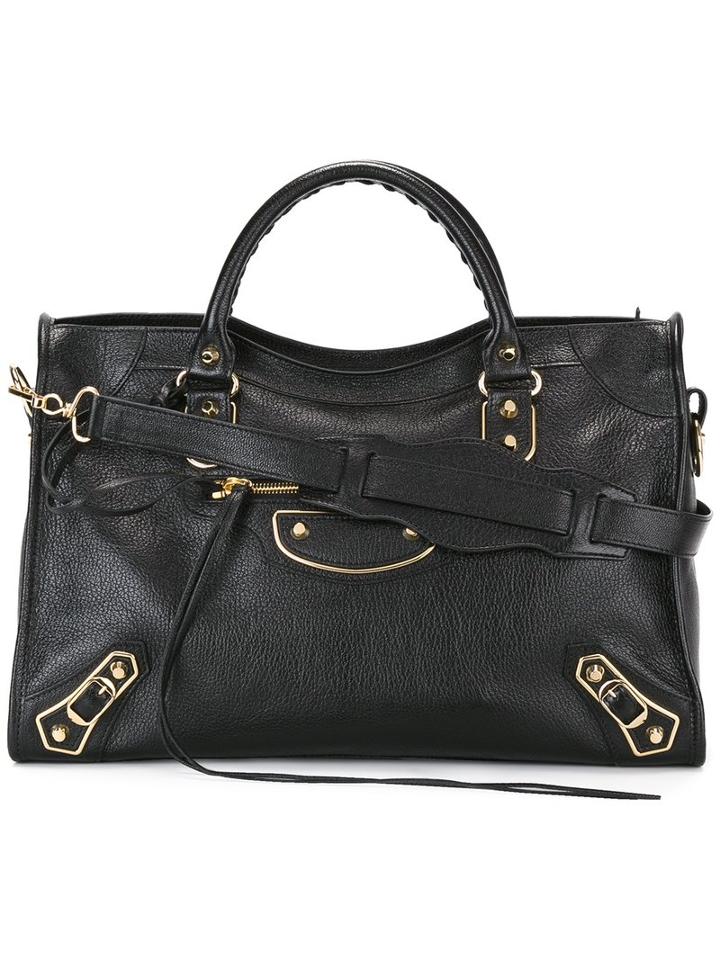 Balenciaga Gold-tone Hardware Tote, Women's, Black, Goat Skin/lyocell