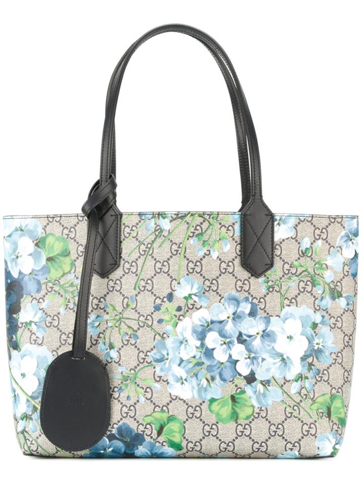 Gucci Reversible Gg Bloom Tote Bag, Women's, Blue, Leather/pvc