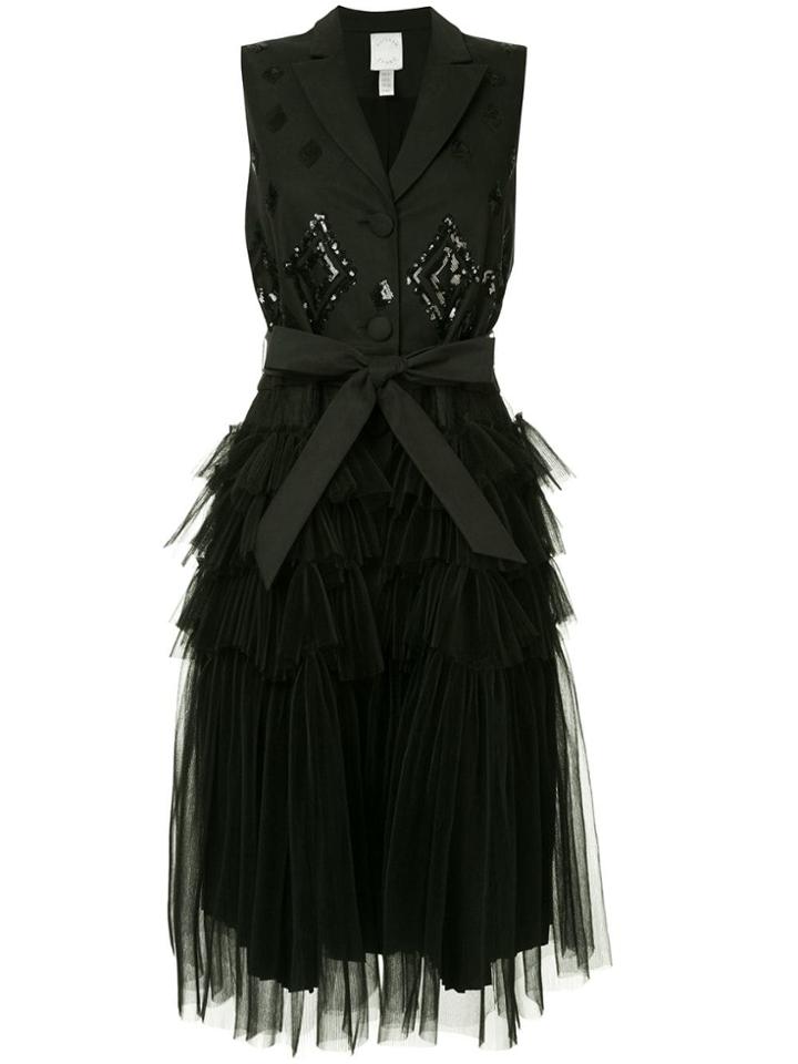 Huishan Zhang Tulle Midi Dress - Black