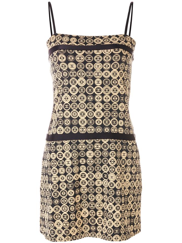 Chanel Vintage Monogram Printed Mini Dress - Black