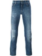 Dolce & Gabbana Distressed Slim Fit Jeans, Men's, Size: 46, Blue, Cotton/spandex/elastane