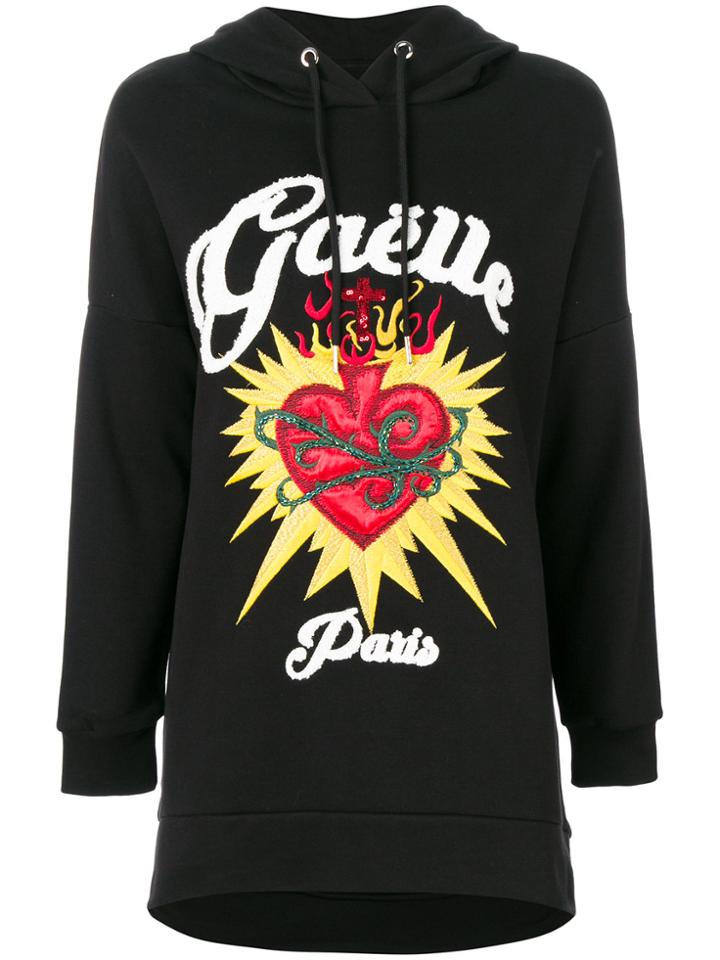 Gaelle Bonheur Heart Logo Hoodie - Black
