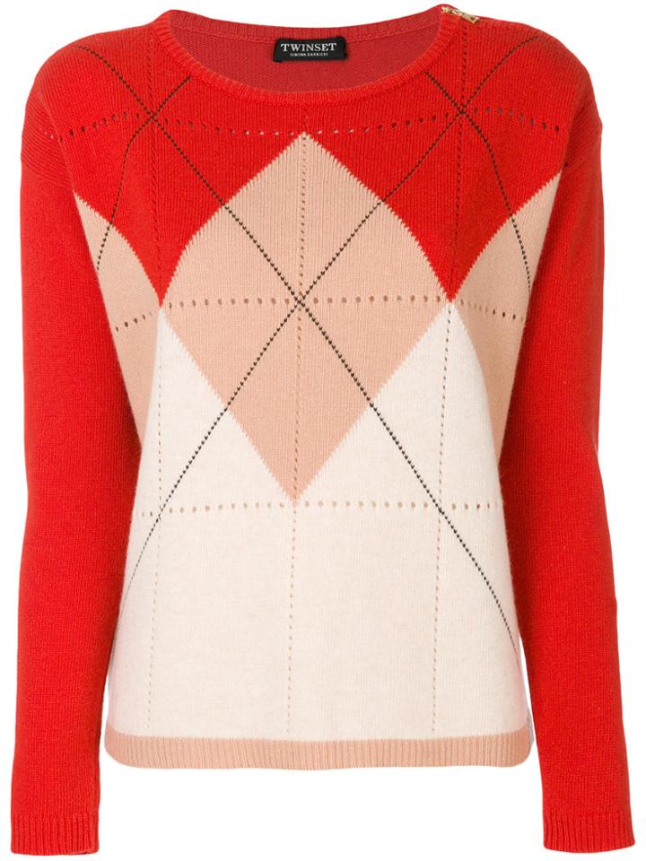 Twin-set Diamond Pattern Jumper - Yellow & Orange