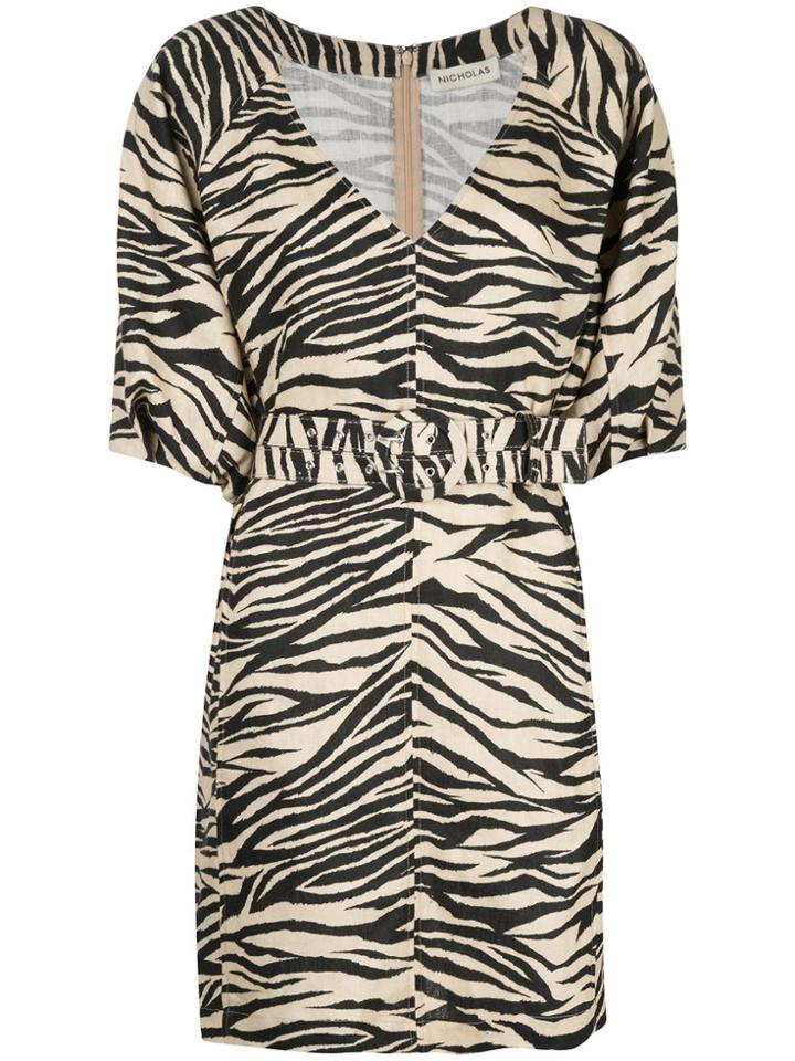 Nicholas Zebra Print Mini Dress - Brown
