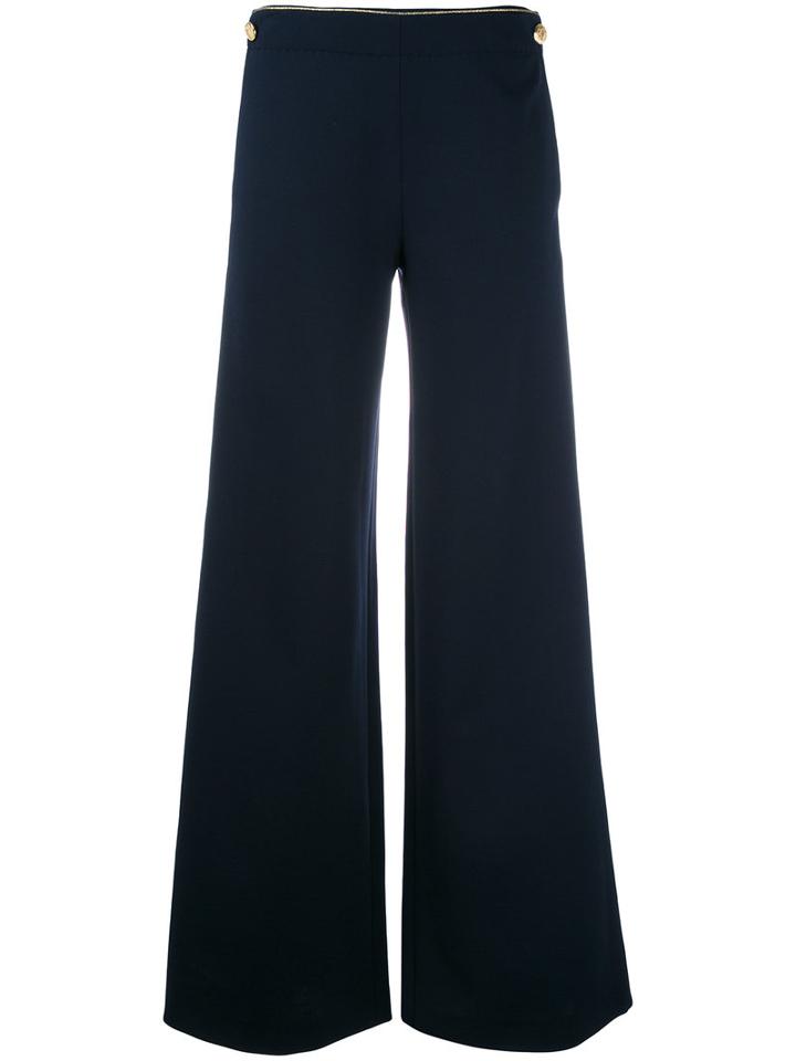 Alberta Ferretti Buttoned Laterals Palazzo Trousers, Women's, Size: 42, Blue, Rayon/polyamide/other Fibers