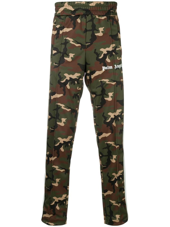 Palm Angels Side-striped Camouflage Track Pants - Green