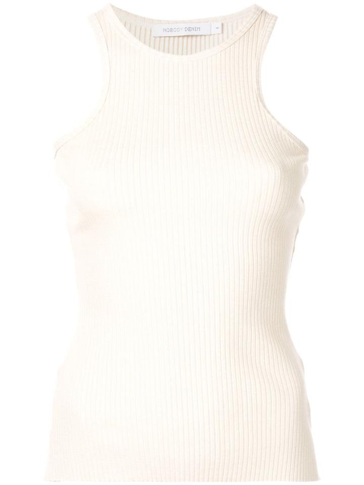 Nobody Denim Luxe Rib Cutaway Tank Top - Neutrals