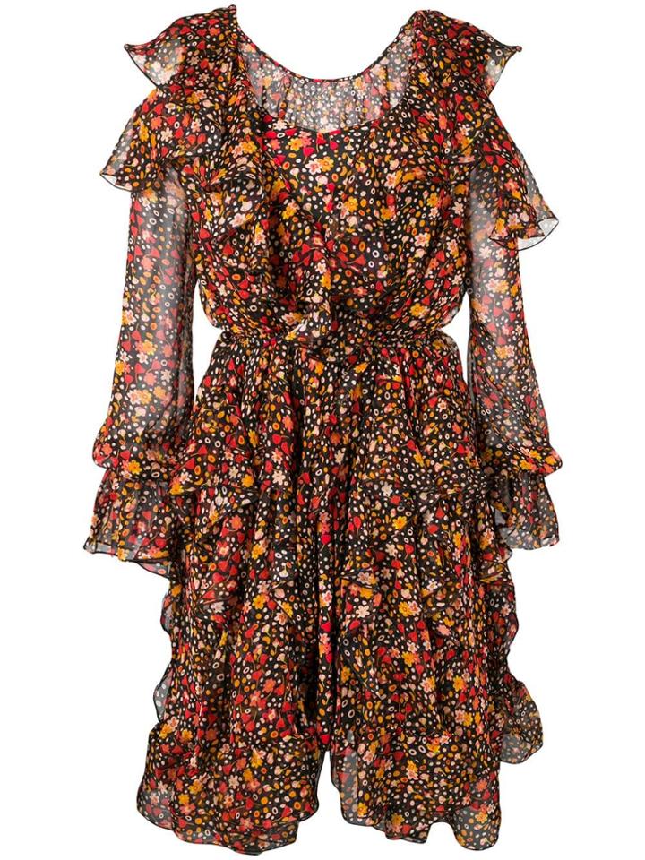Faith Connexion Ruffled Floral Dress - Black