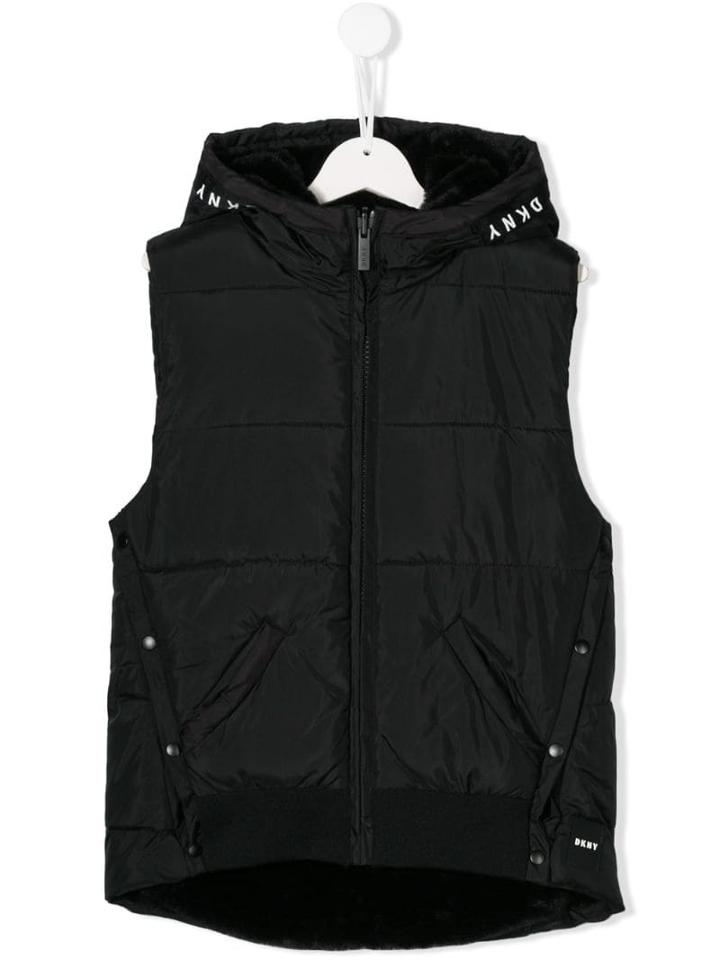 Dkny Kids Logo Printed Gilet - Black