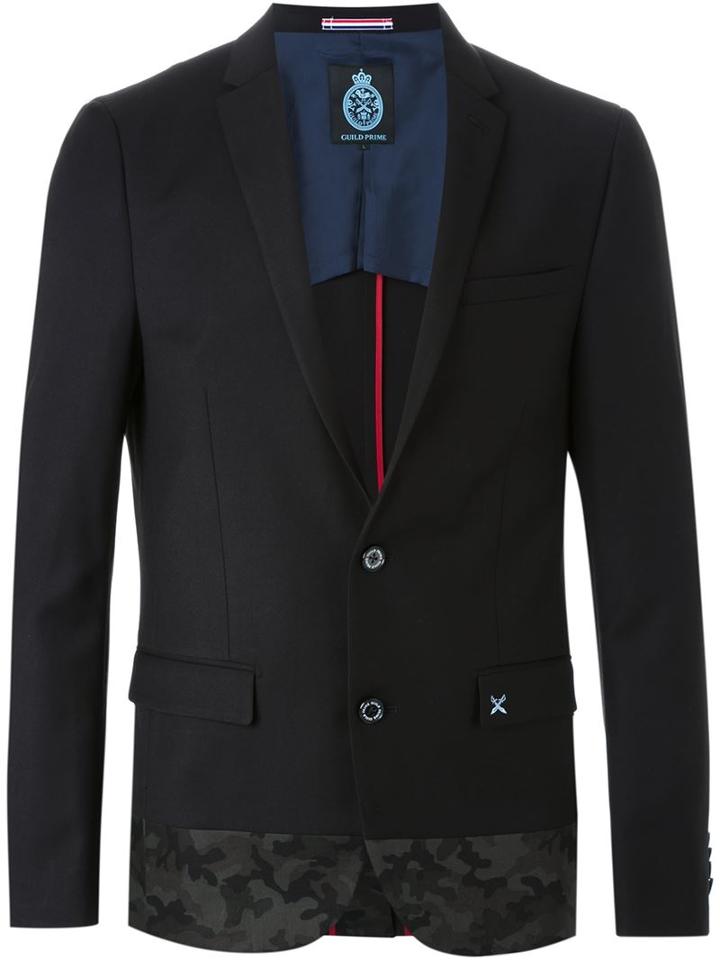 Guild Prime Camouflage Detail Blazer, Men's, Size: S, Black, Polyester/polyurethane/rayon