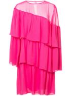 Vanessa Seward Diagonal Tiered Dress - Pink & Purple