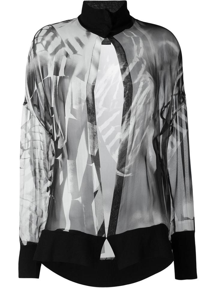 Ann Demeulemeester Printed Sheer Shirt, Women's, Size: 40, Black, Silk