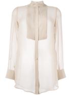 Givenchy Pleated Bib Sheer Shirt, Women's, Size: 36, Nude/neutrals, Silk