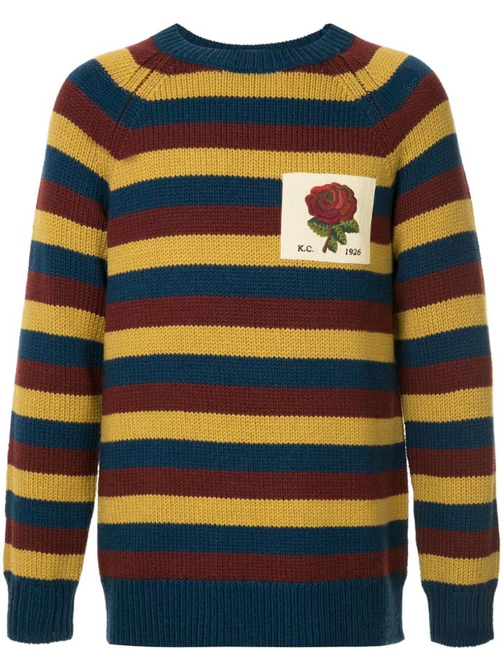 Kent & Curwen Striped Rose Patch Jumper - Multicolour