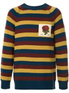 Kent & Curwen Striped Rose Patch Jumper - Multicolour