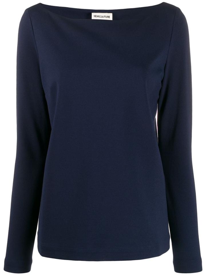 Semicouture Boat Neck Jumper - Blue