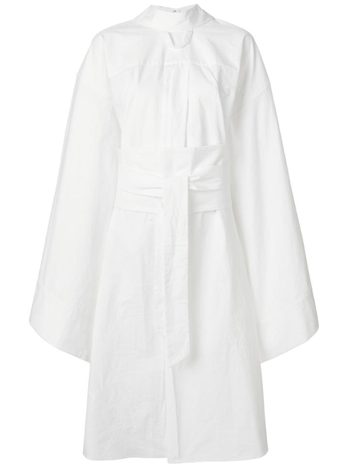 A.w.a.k.e. Extra Wide Sleeve Dress - White