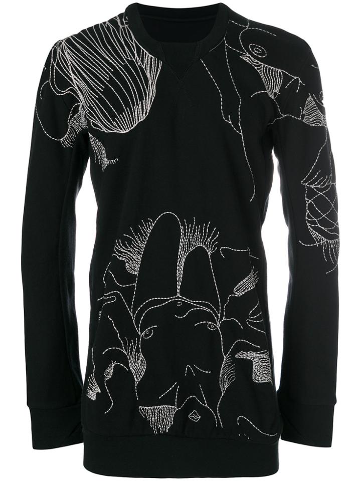 11 By Boris Bidjan Saberi Designer Pattern Sweatshirt - Black
