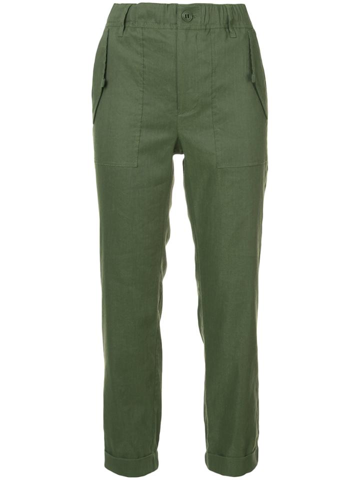 Vince Plain Cropped Trousers - Green