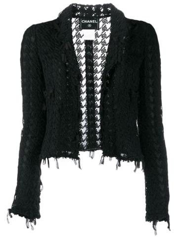 Chanel Pre-owned 2005 Lace Frayed Jacket - Black