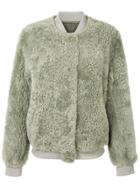 Meteo By Yves Salomon Embroidered Shearling Bomber Jacket - Green