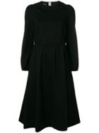 Rochas Long-sleeve Flared Midi Dress - Black