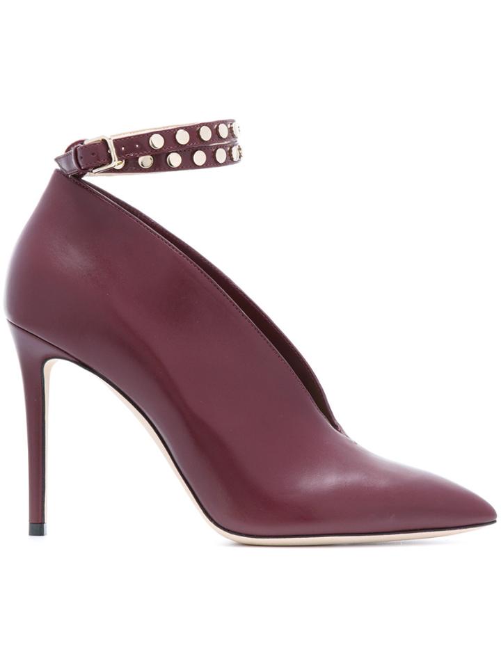 Jimmy Choo Studded Strap Stiletto Pumps - Red