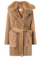 Yves Salomon Belted Cashmere Coat - Brown
