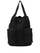 Jil Sander Drawstring Patch Pocket Tote Bag - Black