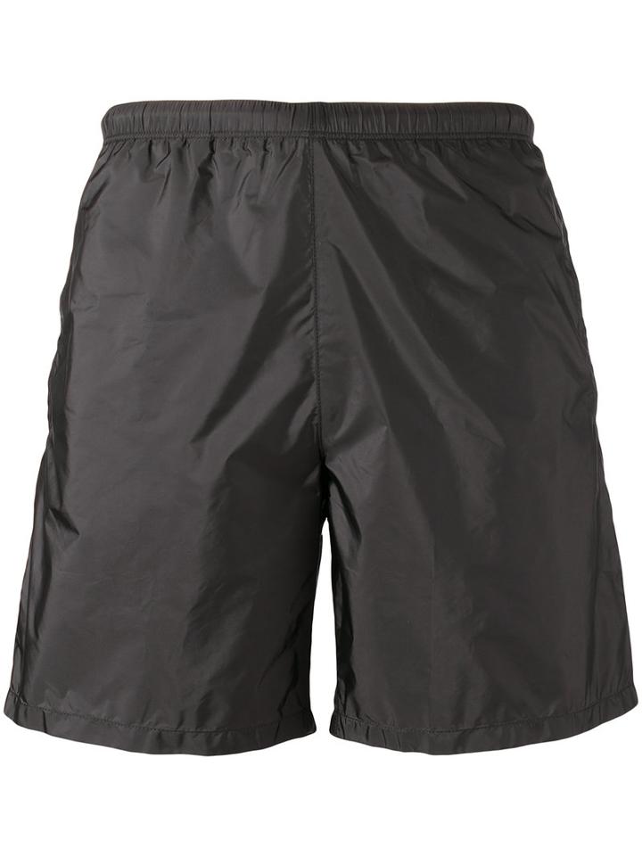 Prada Elasticated Waistband Swim Shorts, Men's, Size: 48, Black, Nylon/polyester