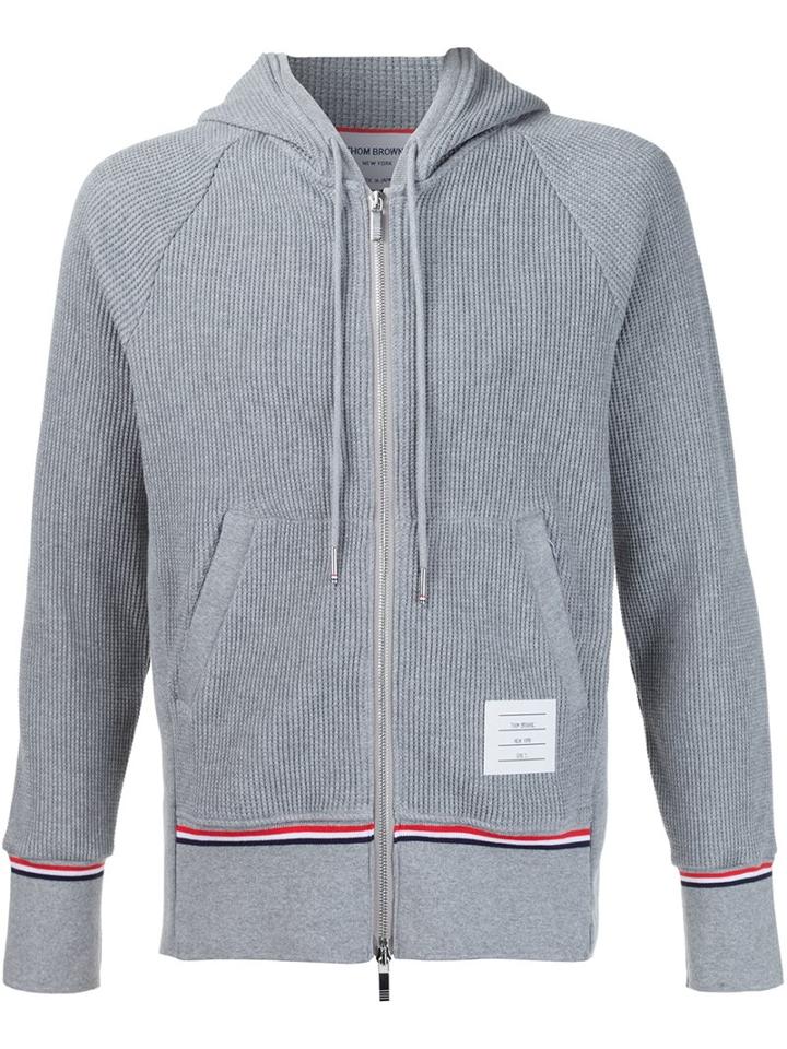 Thom Browne Waffle Hoodie, Men's, Size: Iii, Grey, Cotton