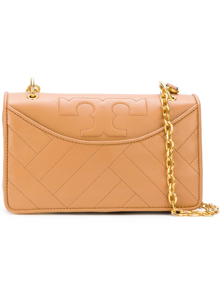 Tory Burch - Logo Embossed Shoulder Bag - Women - Lamb Skin - One Size, Brown, Lamb Skin