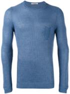 La Fileria For D'aniello Slim-fit Ribbed Jumper, Men's, Size: 46, Blue, Linen/flax