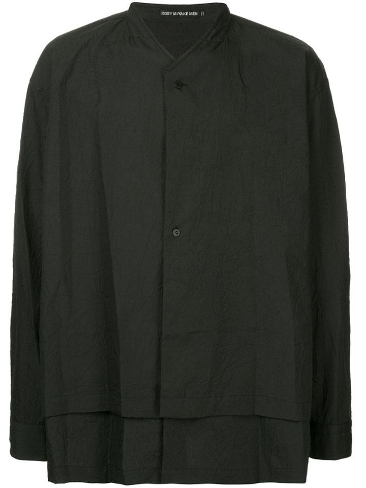 Issey Miyake Men Panelled Layer Shirt - Black