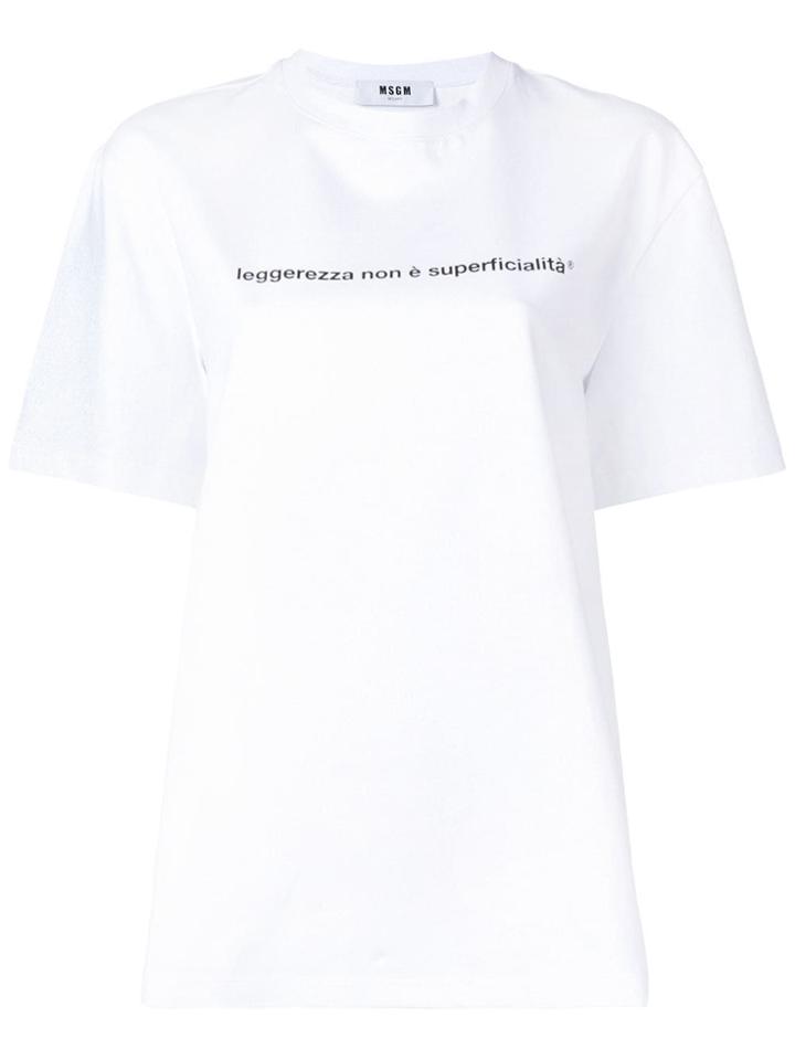 Msgm Slogan Print T-shirt - White