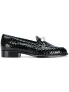 Giuseppe Zanotti Design Embellished Croco Loafers - Black