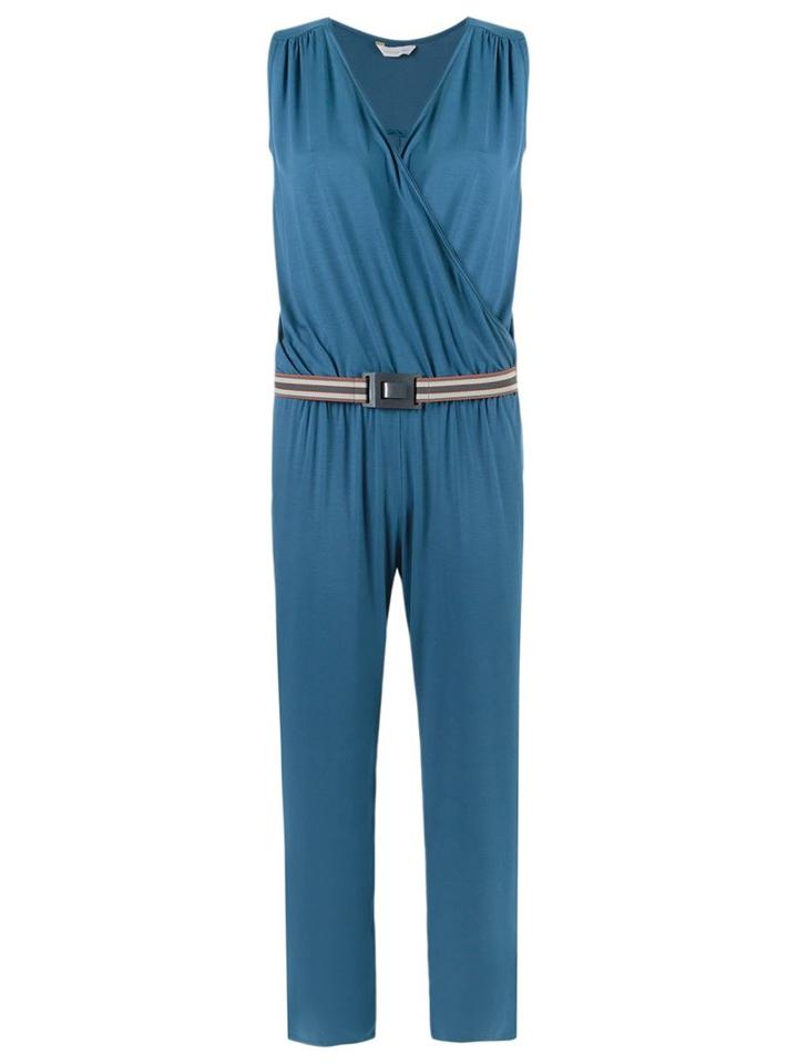 Lygia & Nanny V-neck Belted Jumpsuit, Women's, Size: 44, Blue, Cotton/spandex/elastane