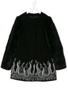 John Richmond Kids Paisley Embroidery Midi Coat - Black