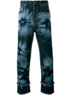 James Long Hibiscus Print Jeans, Men's, Size: 38, Blue, Cotton/spandex/elastane