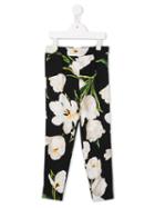 Dolce & Gabbana Kids Tulip Print Leggings, Girl's, Size: 6 Yrs, Black