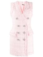 Balmain Sleeveless Tweed Dress - Pink