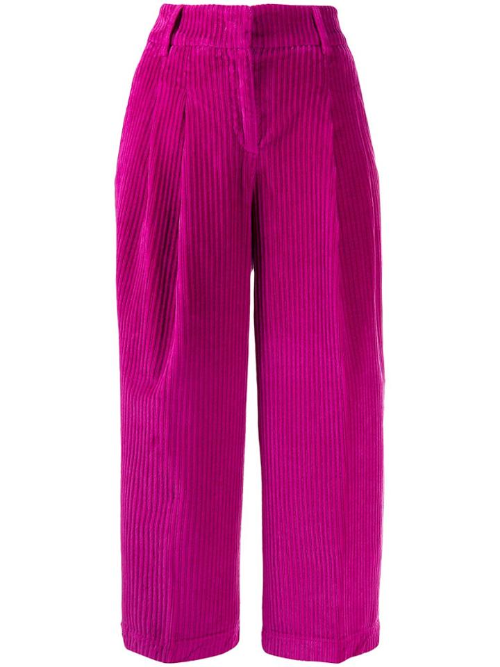 Pt01 Velvet Corded Cropped Trousers - Pink