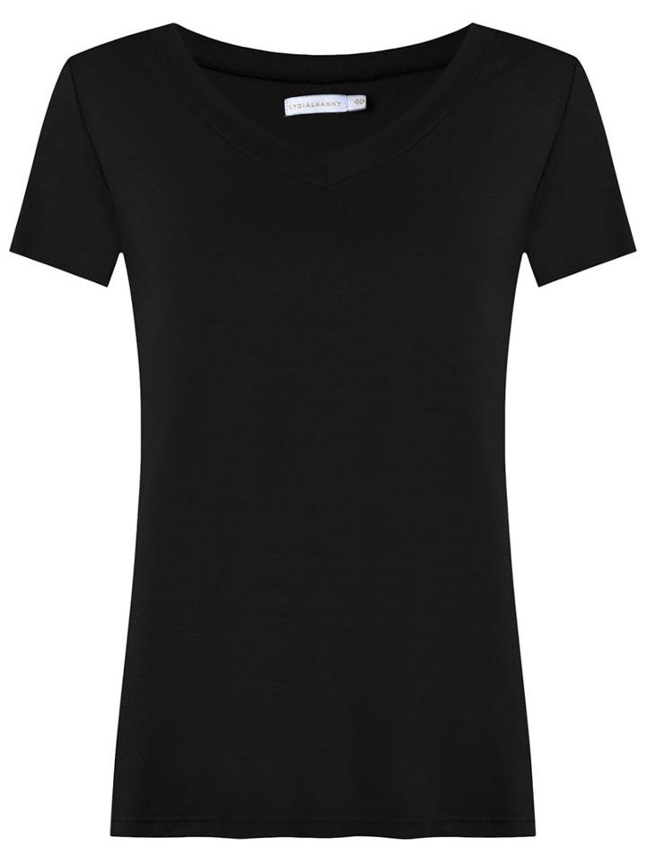 Lygia & Nanny V-neck T-shirt, Women's, Size: 46, Black, Cotton/spandex/elastane