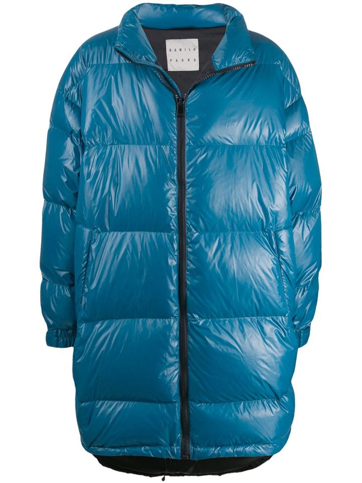 Paura Oversized Quilted Coat - Blue